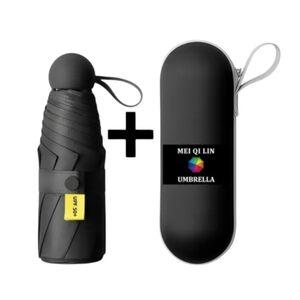 Compact/Travel Umbrella with Case Black UPF50 NWT